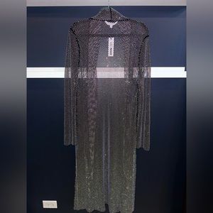 Steve Madden black rhinestone knit coverup NWT
